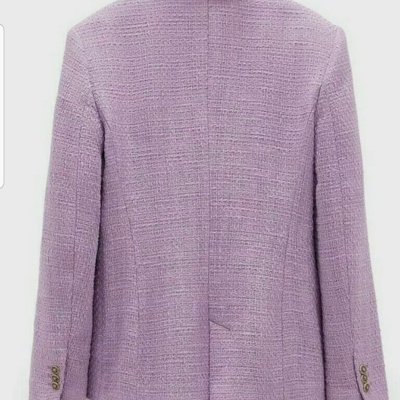 Lilac Tweed Blazer with Gold Buttons - Picture 2 of 6
